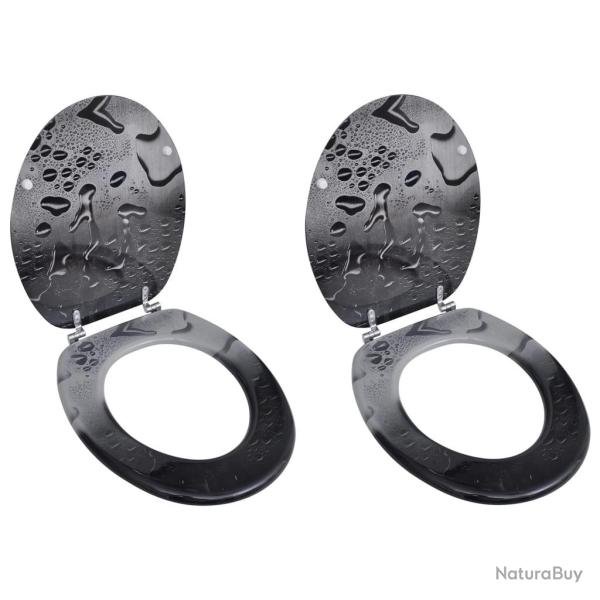 Si�ges de toilette avec couvercles 2 pcs MDF Goutte d'eau