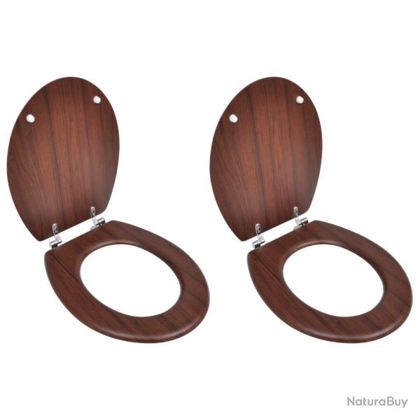 Si�ges de toilette avec couvercles 2 pcs MDF Marron
