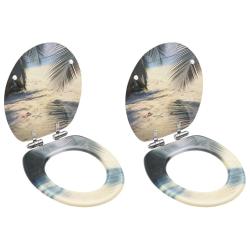 Si&egrave;ges WC et couvercle &agrave; fermeture en douceur 2 pcs MDF Plage alsavelo