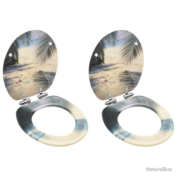 Si�ges WC et couvercle � fermeture en douceur 2 pcs MDF Plage alsavelo