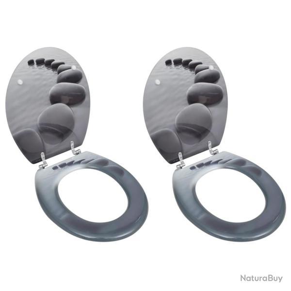 Si�ges de toilette avec couvercles 2 pcs MDF Pierres