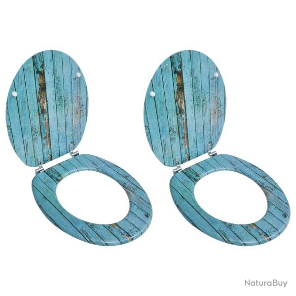 Si�ges de toilette avec couvercles 2 pcs MDF Vieux bois