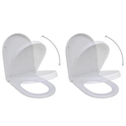 Si&egrave;ges de toilette avec couvercles 2 pcs Plastique Blanc
