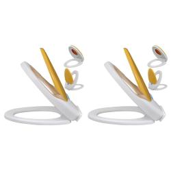 Si&egrave;ges de toilette et couvercles 2 pcs Plastique Blanc et jaune