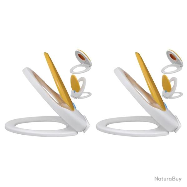 Si�ges de toilette et couvercles 2 pcs Plastique Blanc et jaune alsavelo