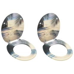 Si&egrave;ges de toilette avec couvercle 2 pcs MDF Design de plage alsavelo