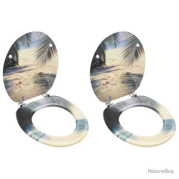 Si�ges de toilette avec couvercle 2 pcs MDF Design de plage alsavelo