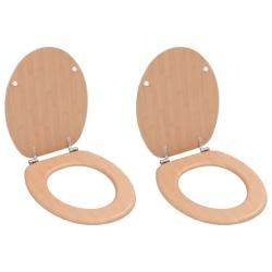 Si&egrave;ges WC lot de 2 avec couvercles MDF Design de bambou alsavelo