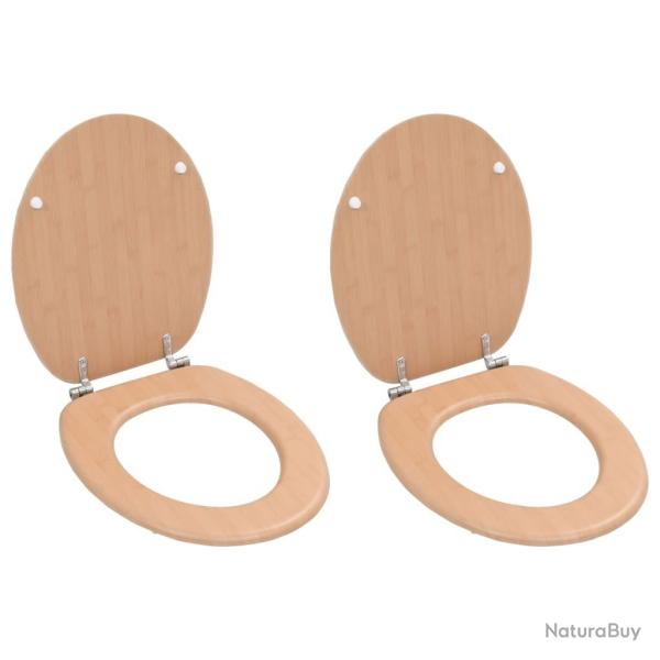 Si�ges WC lot de 2 avec couvercles MDF Design de bambou