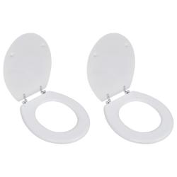 Si&egrave;ges de toilette avec couvercles 2 pcs MDF Blanc