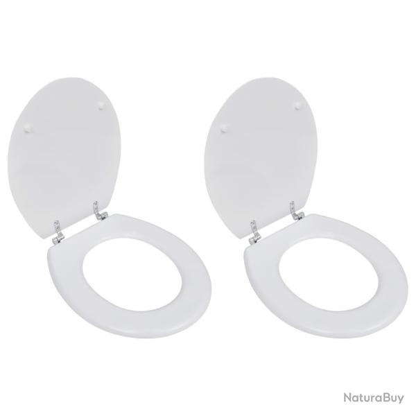 Si�ges de toilette avec couvercles 2 pcs MDF Blanc