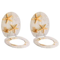 Si&egrave;ges de toilette avec couvercles 2 pcs MDF &Eacute;toile de mer