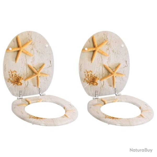 Si�ges de toilette avec couvercles 2 pcs MDF �toile de mer