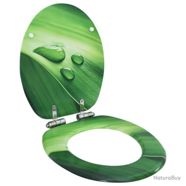 Si�ge WC Couvercle fermeture en douceur MDF Vert Gouttes d'eau