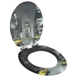 Si&egrave;ge WC MDF Couvercle &agrave; fermeture en douceur Design New York alsavelo