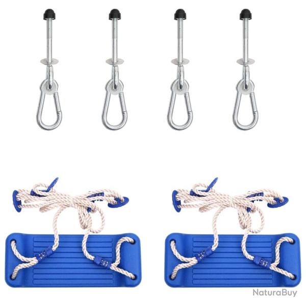 Siges de balanoire avec pierres d'escalade lot de 2 bleu PE alsavelo