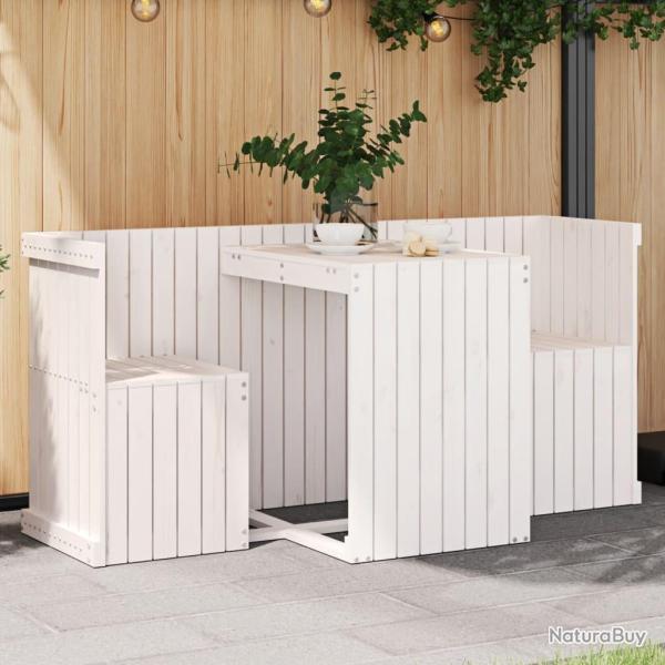 Set de balcon 2 places blanc bois de pin massif alsavelo
