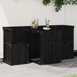 Set de balcon 2 places noir bois de pin massif