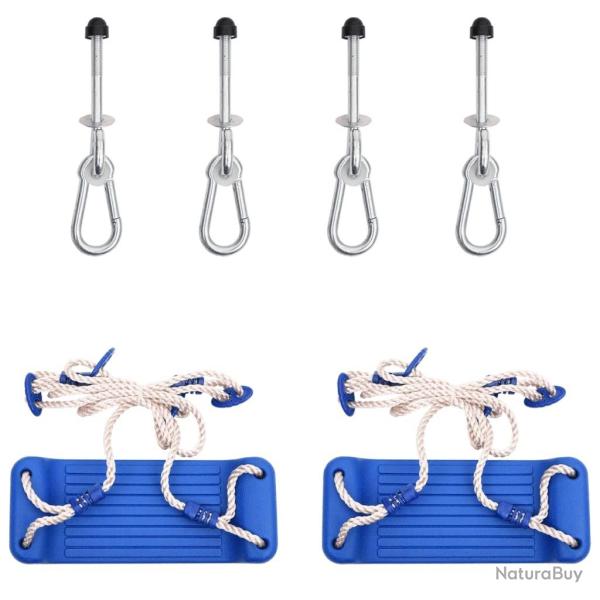 Si�ges de balan�oire avec pierres d'escalade lot de 2 bleu PE