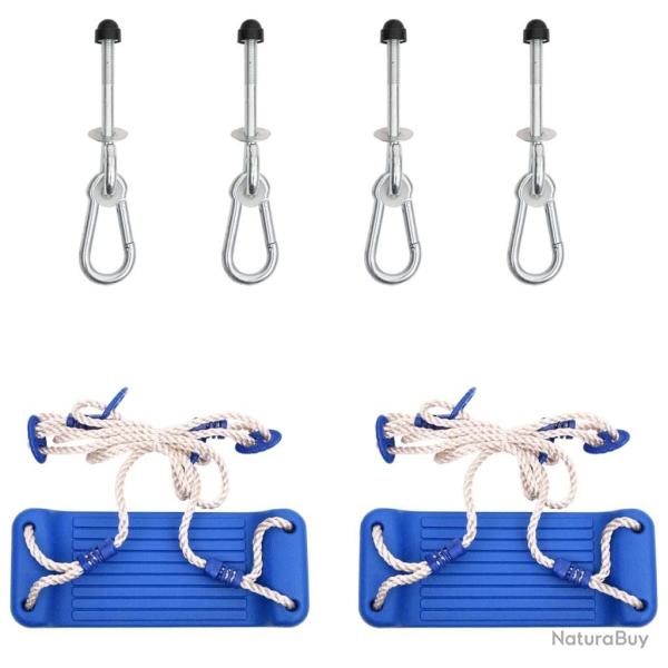 Si�ges de balan�oire avec pierres d'escalade lot de 2 bleu PE