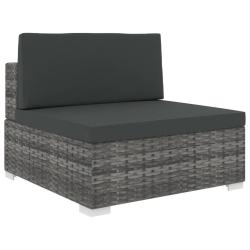 Si&egrave;ge central sectionnel 1 pc et coussins R&eacute;sine tress&eacute;e Gris