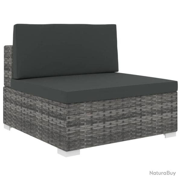 Si�ge central sectionnel 1 pc et coussins R�sine tress�e Gris