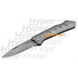 Couteau pliant m&eacute;tal tout en Damas Dominator avec lock back