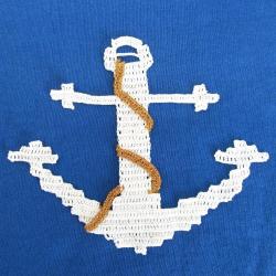Ancre Marine 2cusson patch . D&eacute;coration textile crochet fait main.