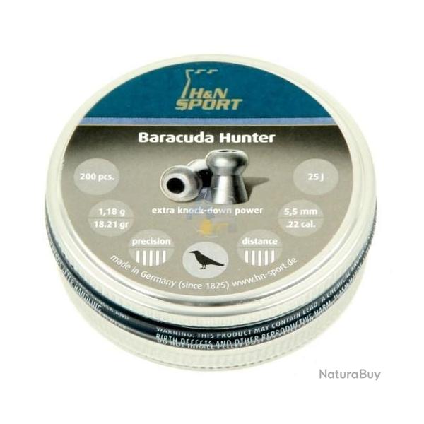 H&N CAL.5.5MM PLOMB BARACUDA HUNTER 1.18G 18.21GR PAR 1000 (5 boites de 200)