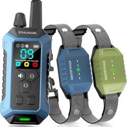 2 Colliers Dressage Chien 3000m IP67 Rechargeable Son Vibration Boost T&eacute;l&eacute;commande LCD Toutes Taille