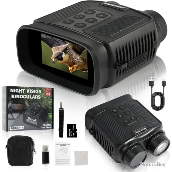 Jumelles Vision Nocturne Infrarouge  300m et HD 1080P LCD 4X Zoom Num�rique Carte TF 32 G