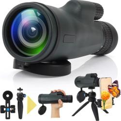 Monoculaire HD 10-30x50 BAK4 FMC &Eacute;tanche IPX7 + Support Smartphone Tr&eacute;pied Observation Chasse Nature