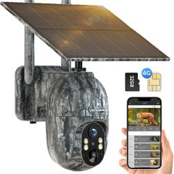 Cam&eacute;ra de Chasse 4G Solaire avec Carte SIM, 2,5K Vision Nocturne Infrarouge IP66 &Eacute;tanche + SD 32GB