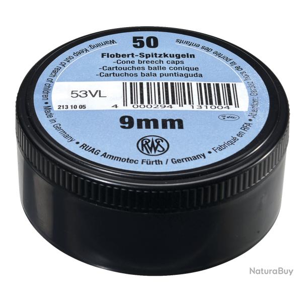 Cartouches RWS � balle conique Calibre 9 mm Flobert (boite de 50 cartouches)