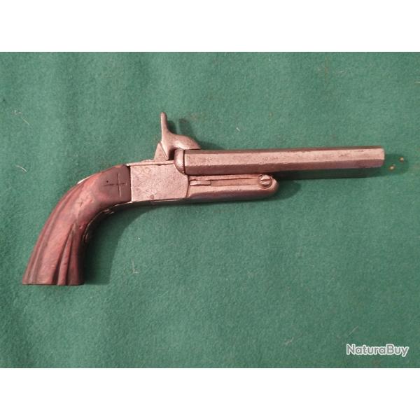 Pistolet canons doubles � broche   type lefaucheux 1860