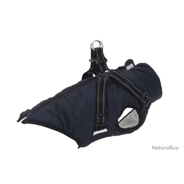 Manteau pour chien avec harnais - Imperm�able et r�fl�chissant - Bleu marine - Taille L28