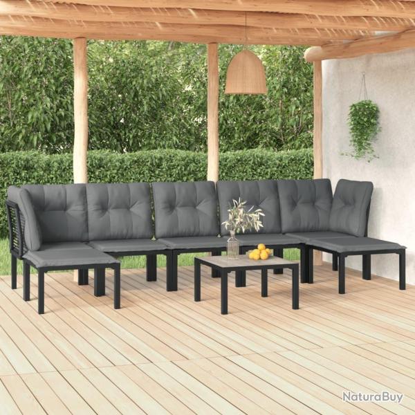 Salon de jardin 8 pcs noir et gris r�sine tress�e