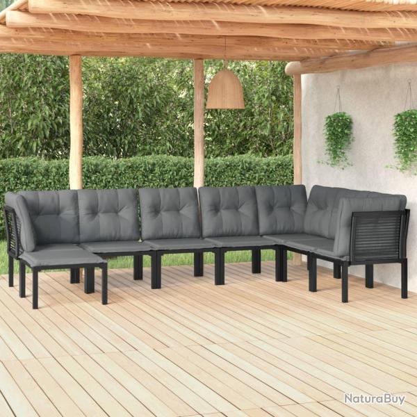 Salon de jardin 8 pcs noir et gris r�sine tress�e