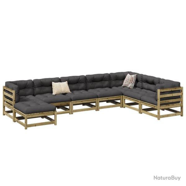 Salon de jardin 8 pcs bois de pin impr�gn�