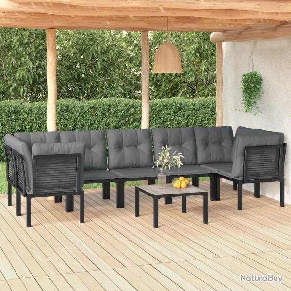Salon de jardin 8 pcs noir et gris r�sine tress�e