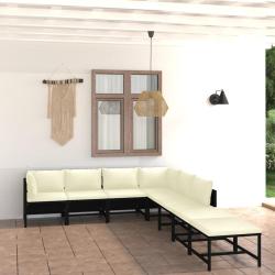 Salon de jardin 8 pcs avec coussins R&eacute;sine tress&eacute;e Noir
