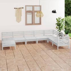 Salon de jardin 8 pcs Bois de pin massif Blanc alsavelo