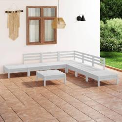 Salon de jardin 8 pcs Bois de pin massif Blanc alsavelo