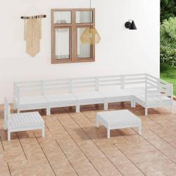 Salon de jardin 8 pcs Bois de pin massif Blanc alsavelo