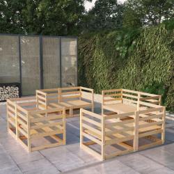 Salon de jardin 8 pcs bois de pin massif alsavelo