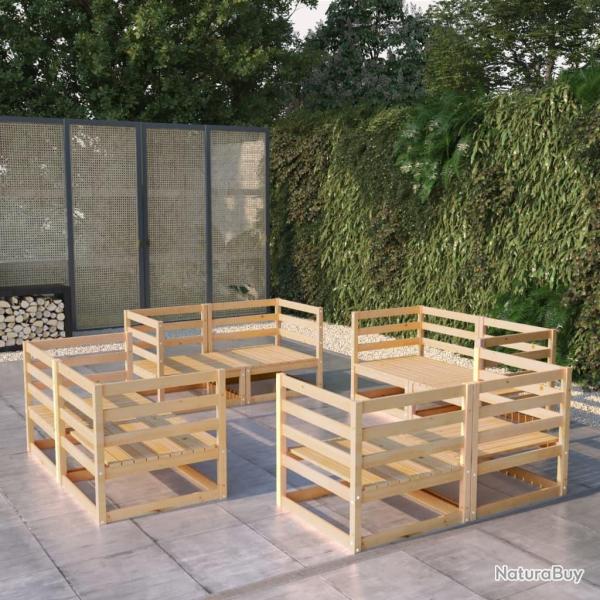Salon de jardin 8 pcs bois de pin massif alsavelo