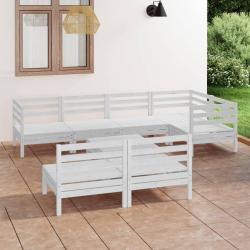Salon de jardin 8 pcs Bois de pin massif Blanc alsavelo
