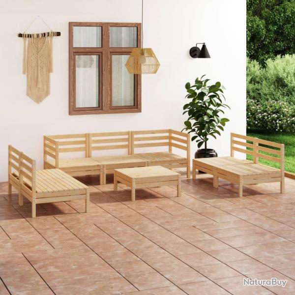 Salon de jardin 8 pcs Bois de pin massif alsavelo
