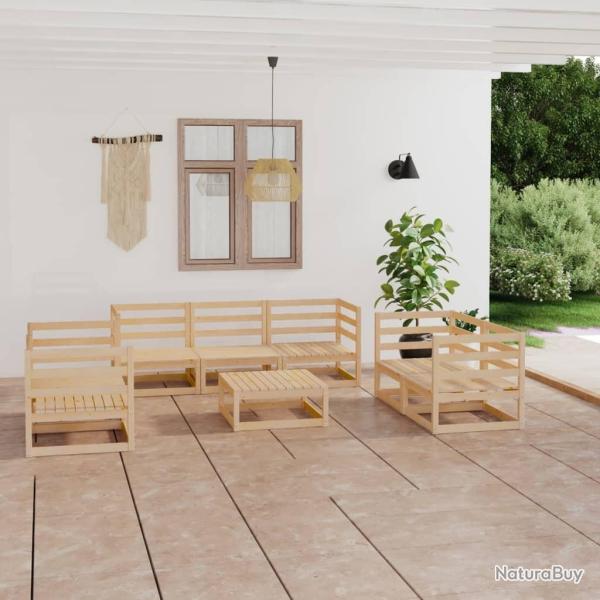 Salon de jardin 8 pcs Bois de pin massif alsavelo