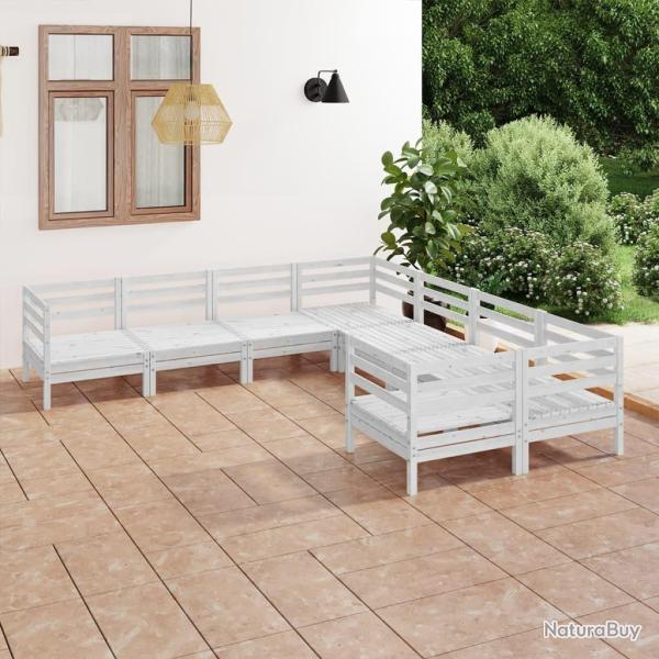 Salon de jardin 8 pcs Bois de pin massif Blanc alsavelo